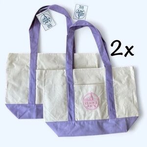 Set of 2 Trader Joes LARGE Purple Lavender Canvas Tote BRAND NEW RELEASE 2026
